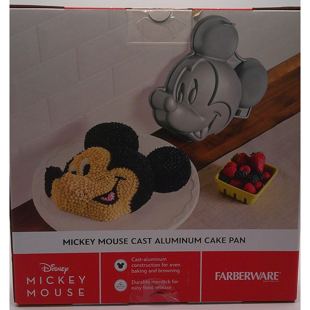 Disney Mickey Mouse Cast Aluminum Cake Pan Mold Farberware Non-Stick NEW Sealed